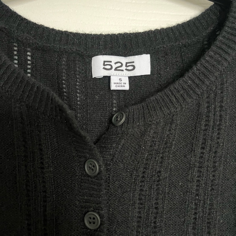 525 America Pointelle Cashmere Henley Sweater